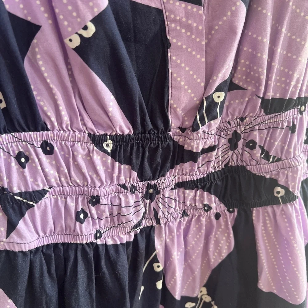 ✨ Anthropologie Purple Floral Print Dress | Elastic Waist ✨ - Picture 4 of 8